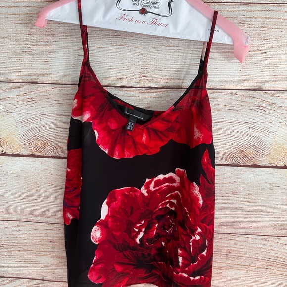 Tops - Floral Red and Black Women's Top